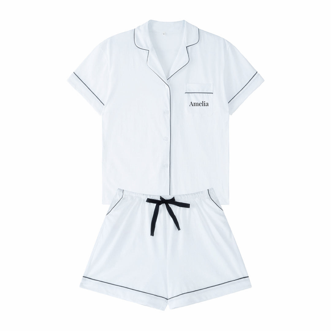 Children's Short White Cotton Pyjama Set