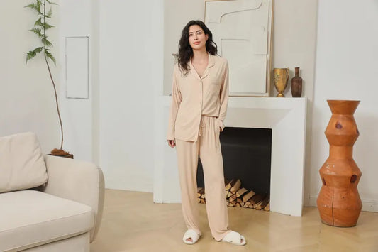 Long Champagne Super Soft Personalised Modal Pyjama Set