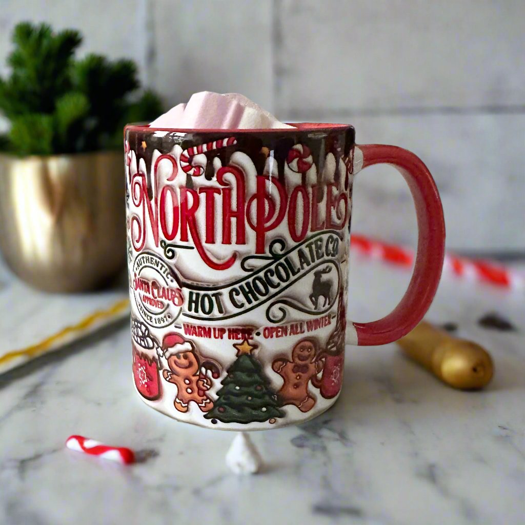 North Pole Hot Chocolate Christmas Ceramic Mug