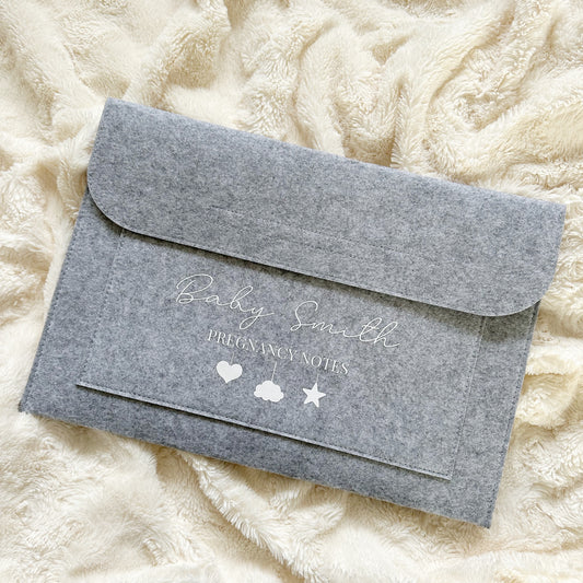 Personalised Grey Pregnancy Notes Folder