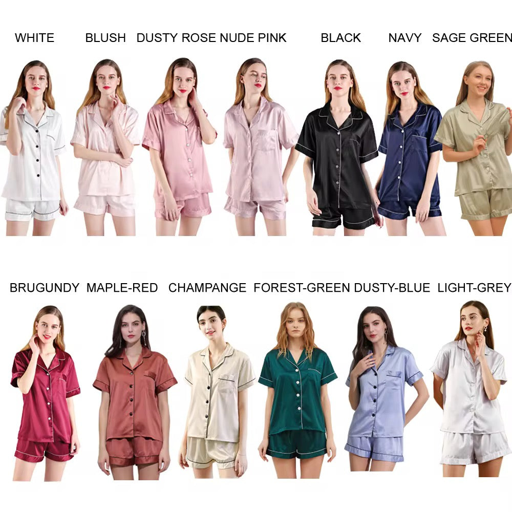 Personalised Short Satin Pyjama Set