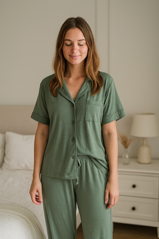 Long Sage Green Super Soft Personalised Modal Pyjama Set