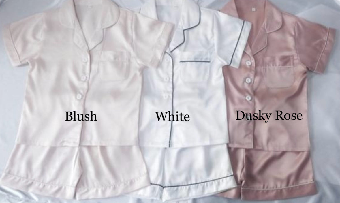 Children's Personalised Satin Short Pyjama Set
