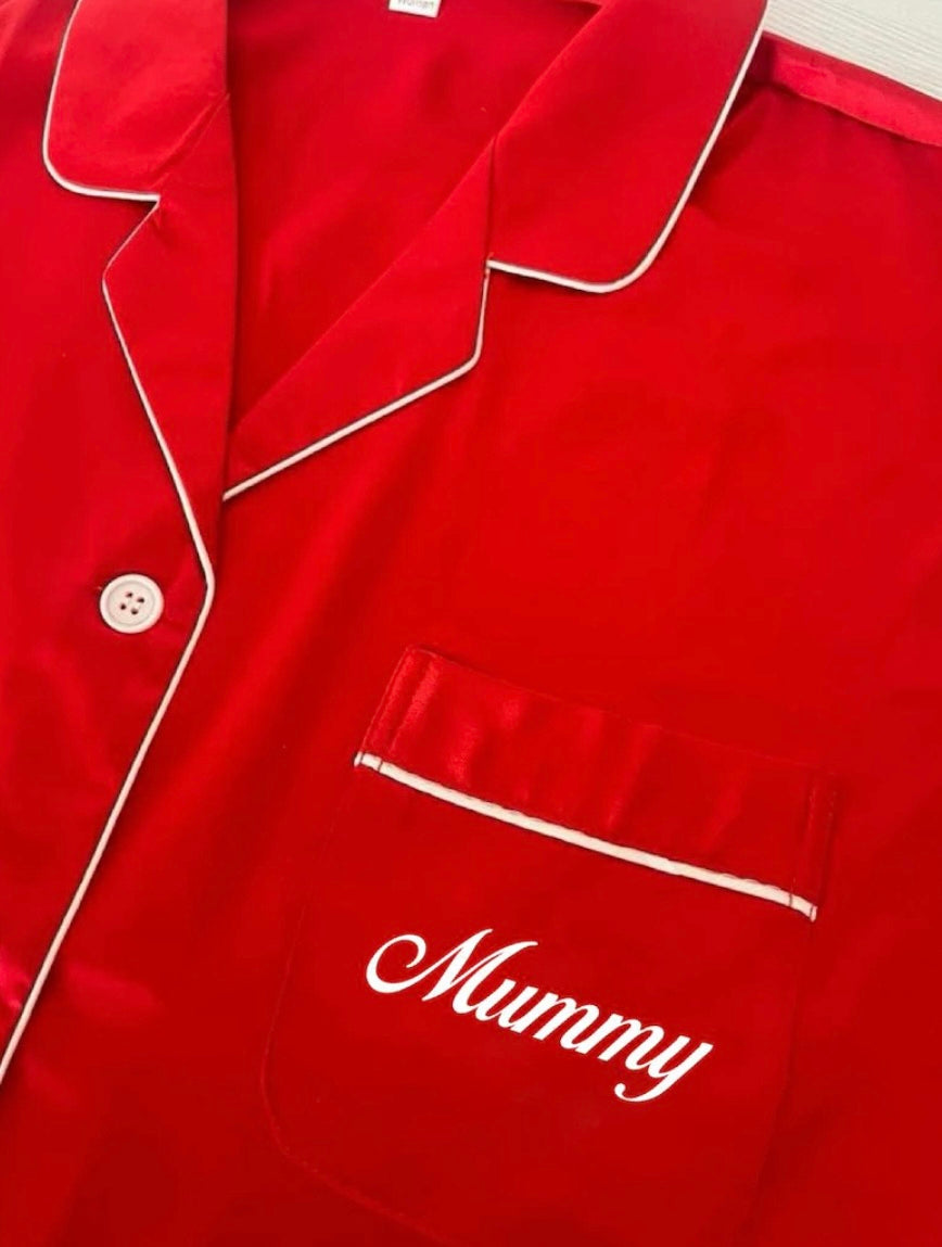 Long Red Satin Personalised Pyjamas