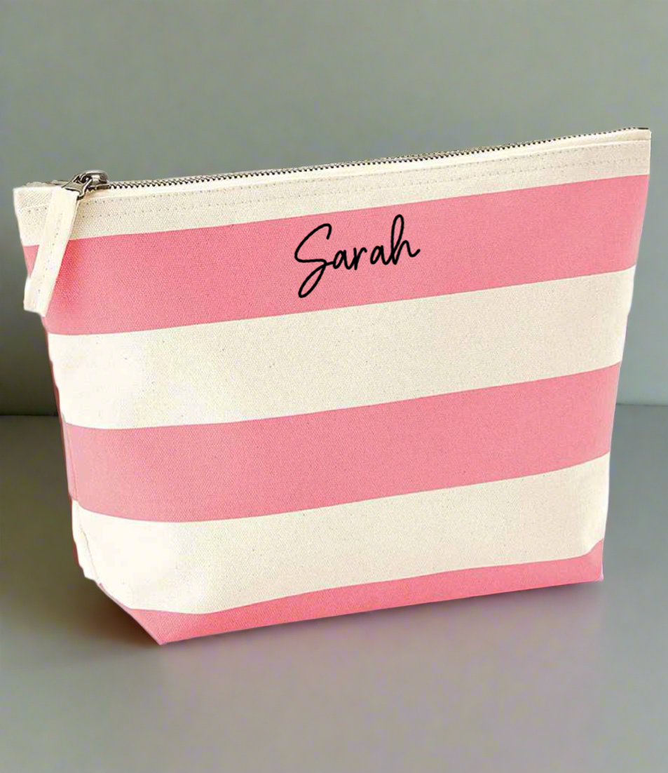 Personalised Striped Accessory Bag