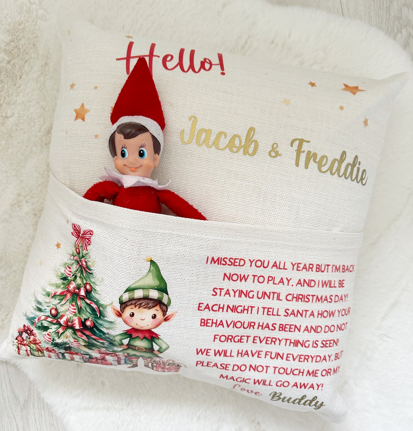 Elf Arrival Pocket Cushion
