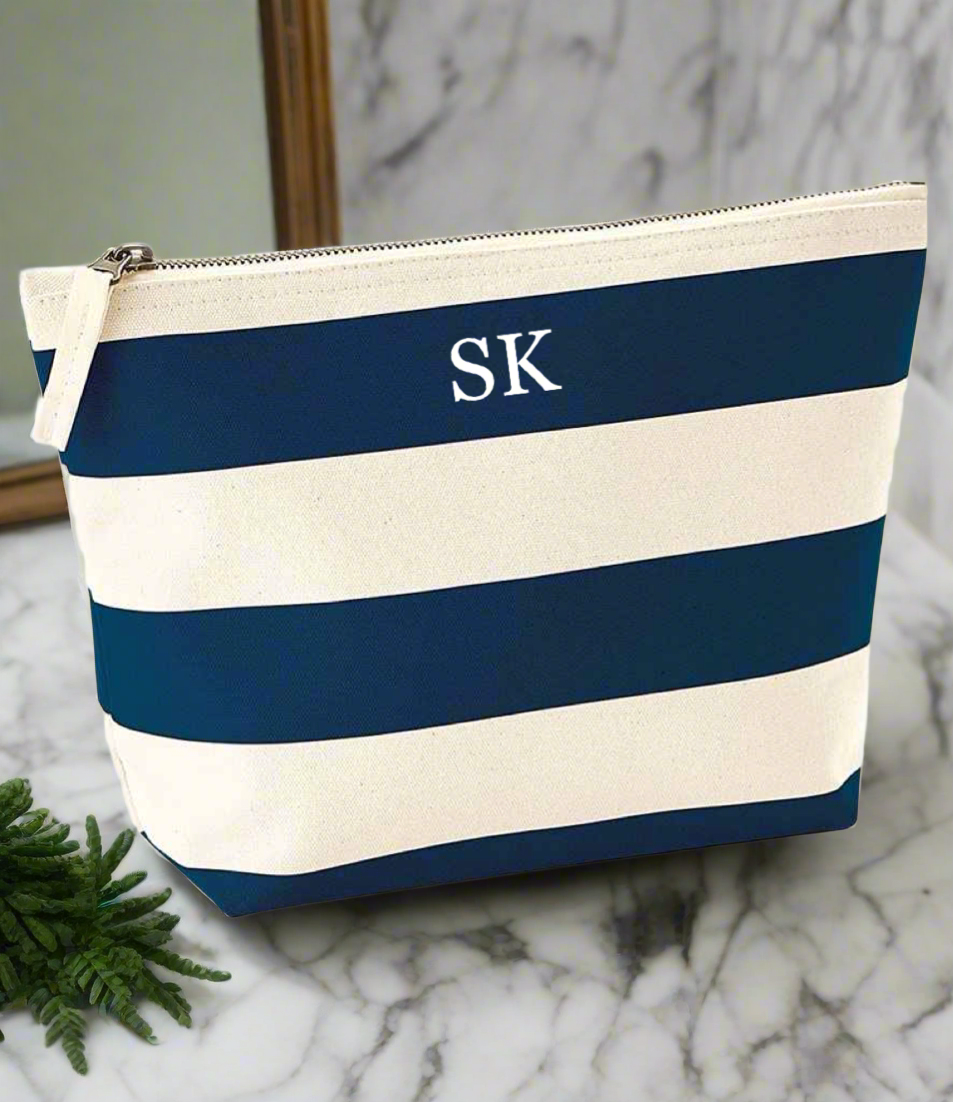 Personalised Striped Accessory Bag