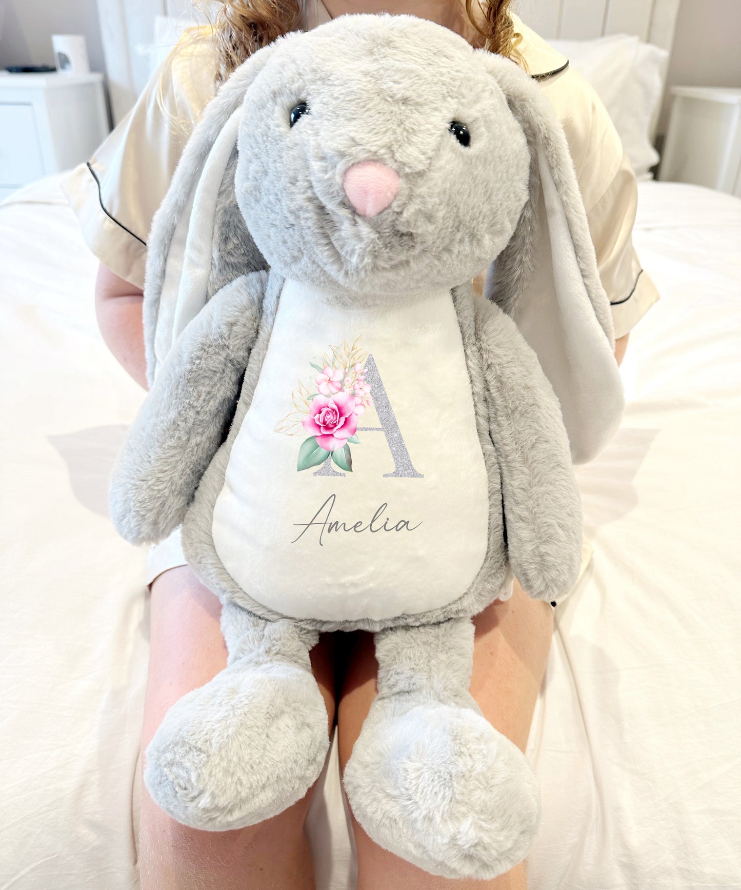 Personalised Baby Girl Initial Bunny