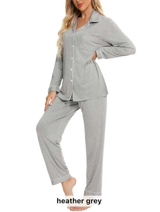 Heather Grey Personalised Super Soft Long Pyjama Set