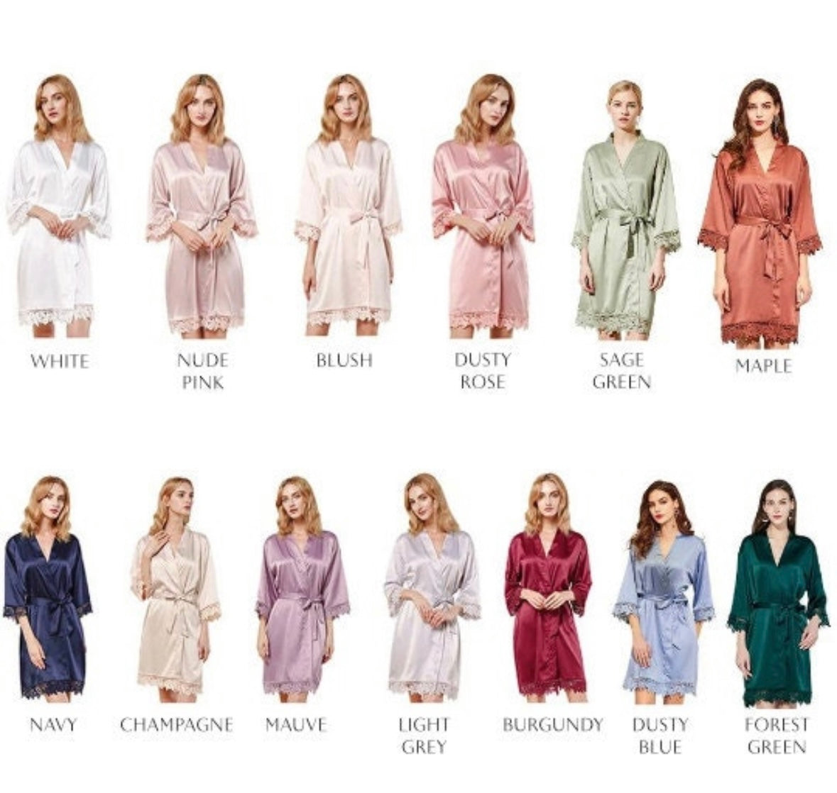 Personalised Satin Lace Script Robe