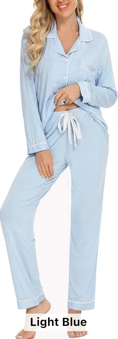 Light Blue Personalised Super Soft Long Pyjama Set