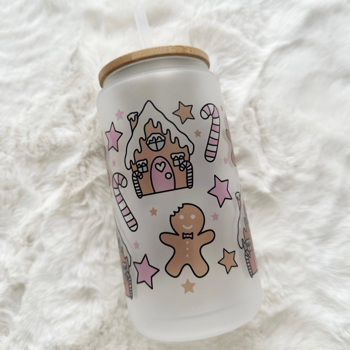 Pink Gingerbread Glass Tumbler