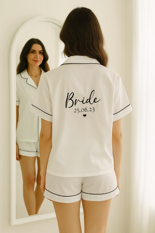 Bride White Short Satin Pyjama Set