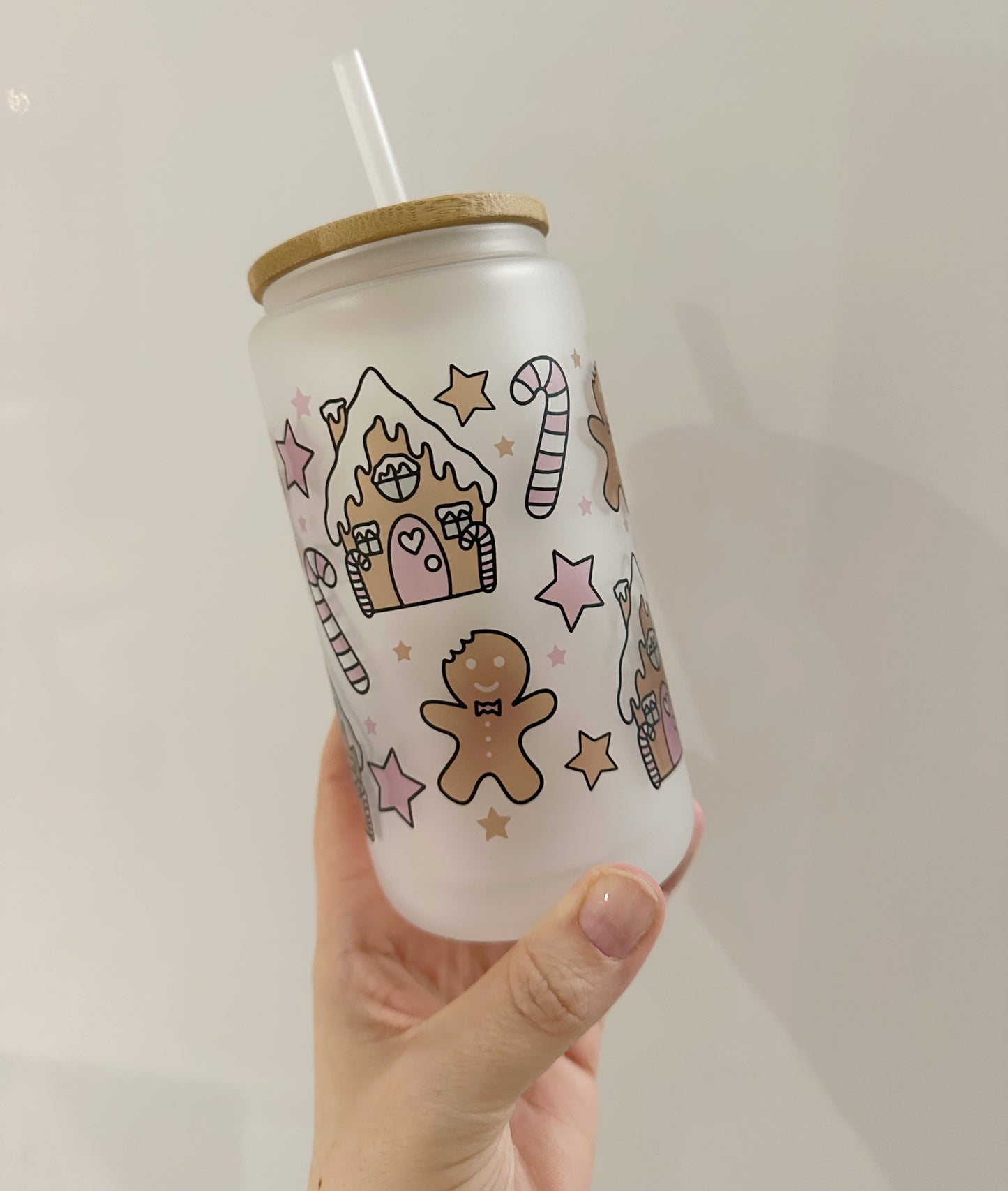 Pink Gingerbread Glass Tumbler