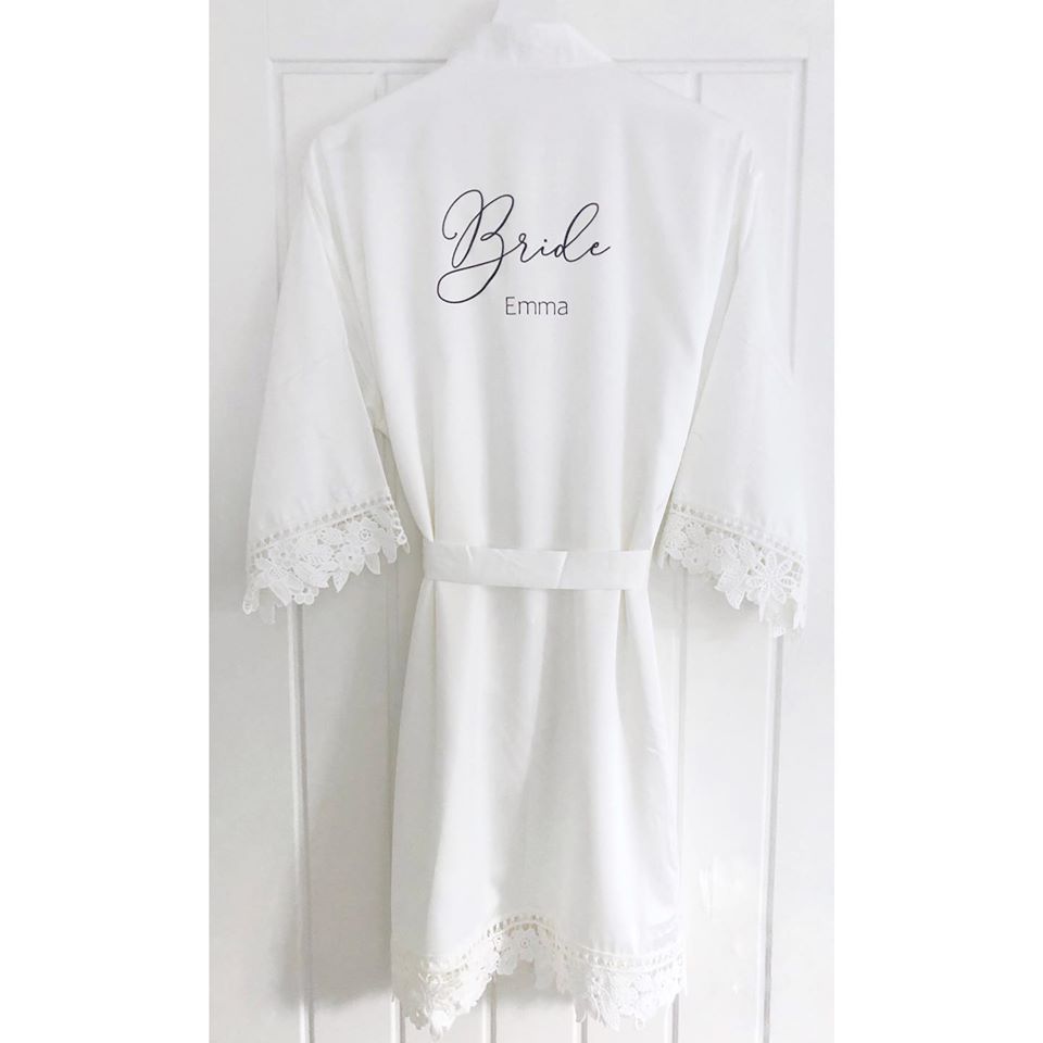 Personalised Satin Lace Script Robe