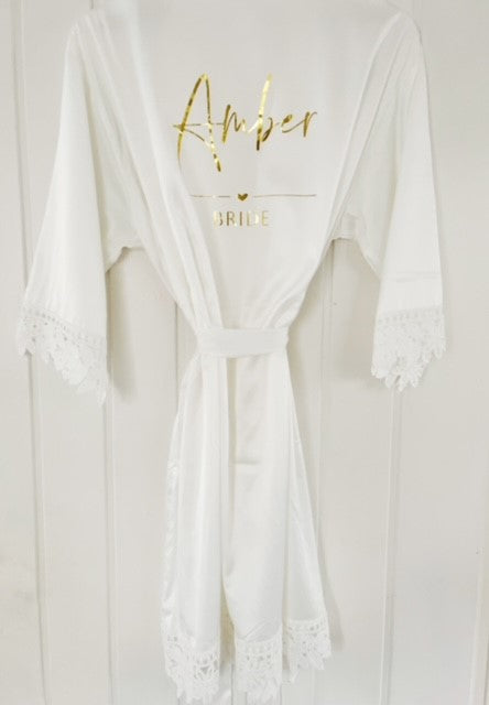 Amber Personalised Satin Lace Edge Robe