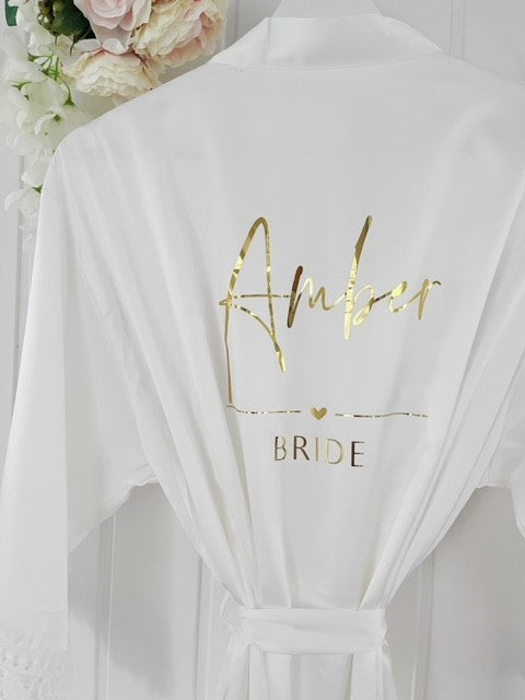 Amber Personalised Satin Lace Edge Robe