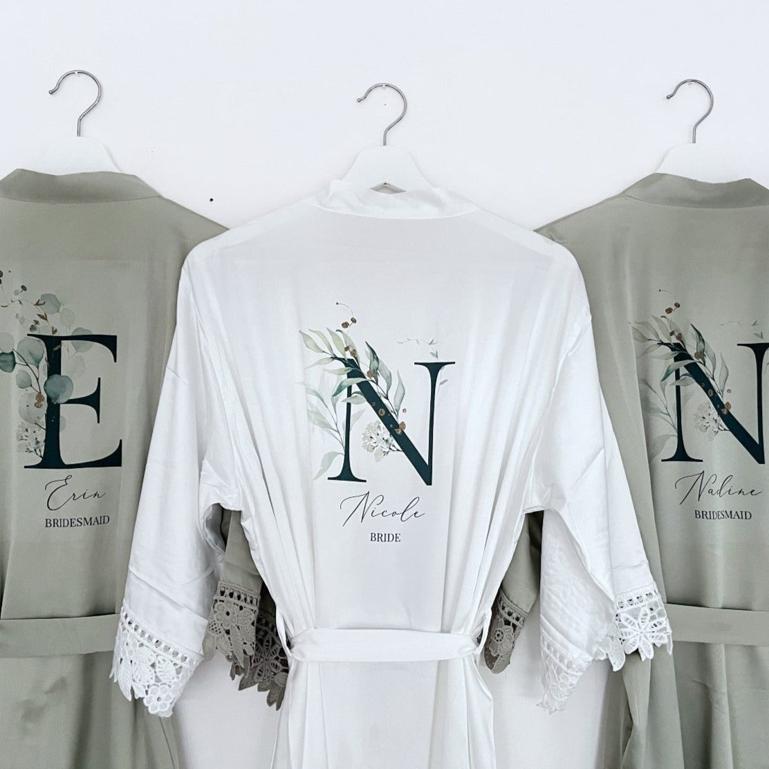 Eucalyptus Floral Initial Personalised Bridesmaid Robe