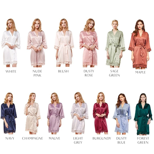 Amber Personalised Satin Lace Edge Robe
