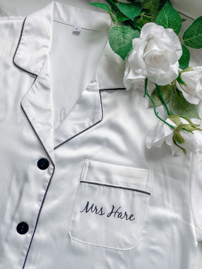 White Satin Bride to Be Wedding Pyjamas