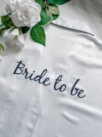 Long White Satin Bride to Be Wedding Pyjamas