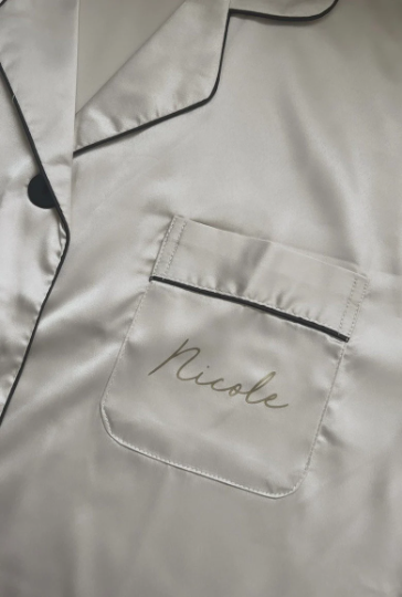 Champagne Short Satin Personalised Pyjama Set