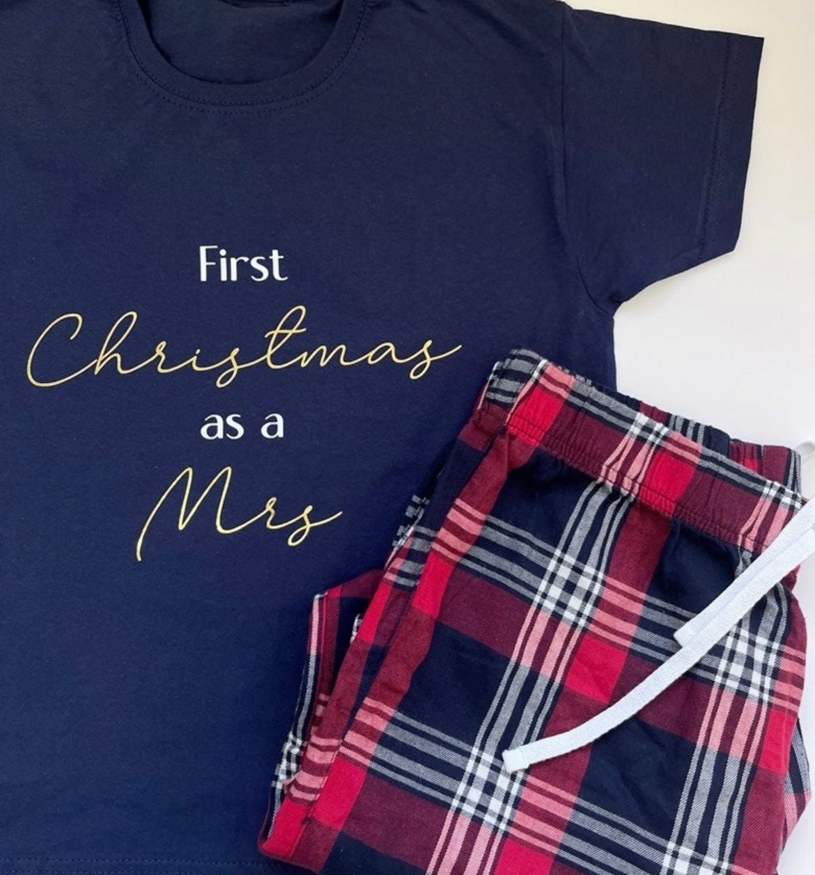 First Christmas as Mr Mrs Tartan Pyjamas