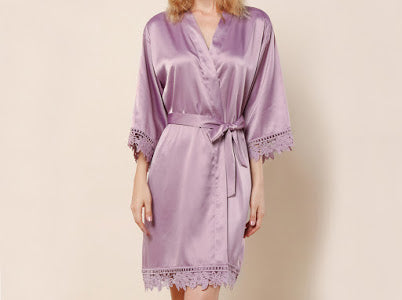 Floral Wreath Personalised Satin Bridesmaid Robe