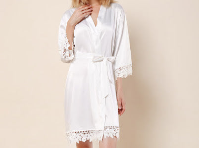 Floral Wreath Personalised Satin Bridesmaid Robe
