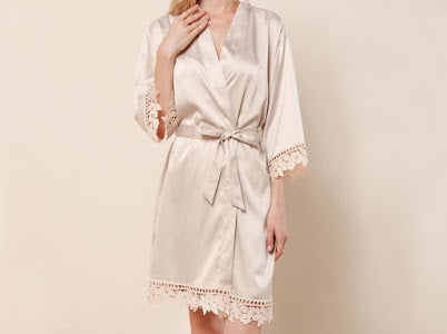 Floral Wreath Personalised Satin Bridesmaid Robe