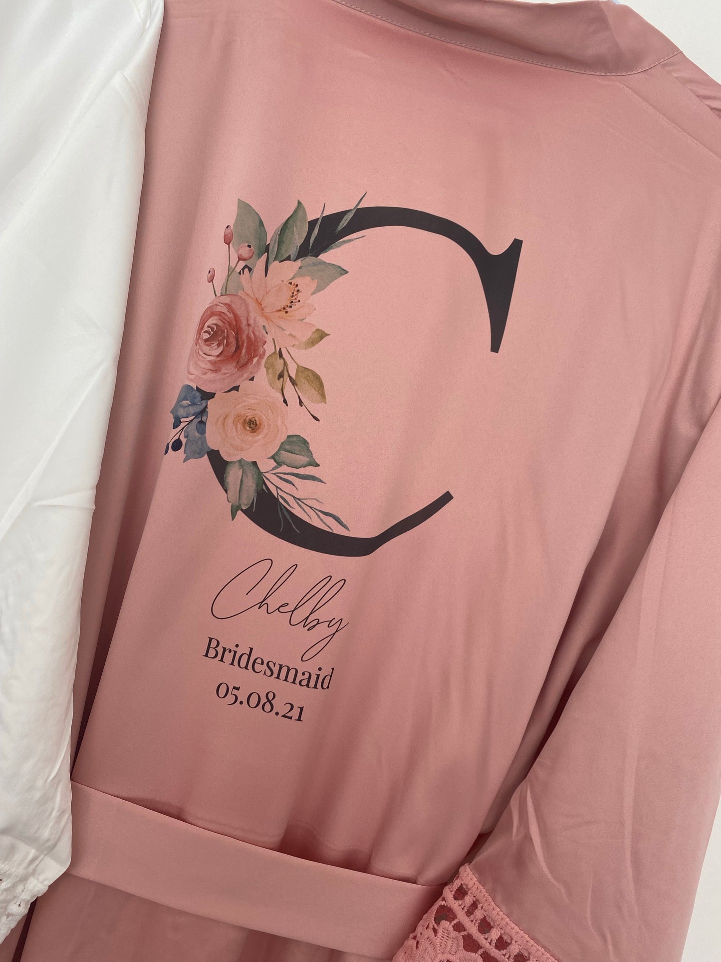 Floral Initial Personalised Bridesmaid Robe