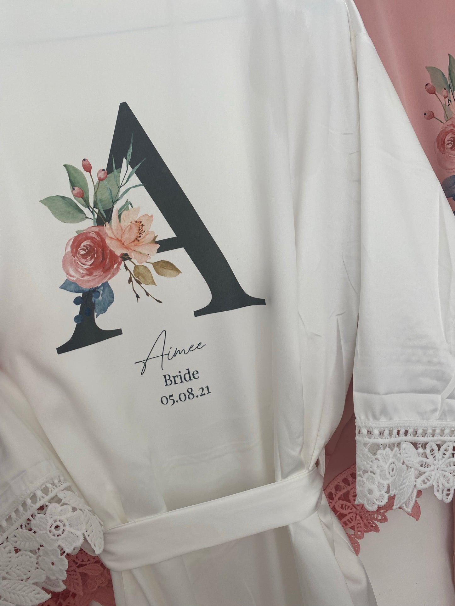 Floral Initial Personalised Bridesmaid Robe