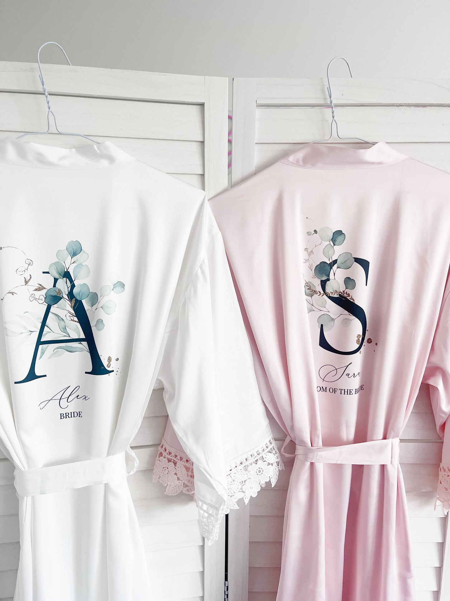 Eucalyptus Floral Initial Personalised Bridesmaid Robe