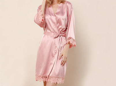 Floral Wreath Personalised Satin Bridesmaid Robe