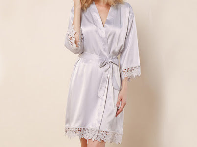 Floral Wreath Personalised Satin Bridesmaid Robe