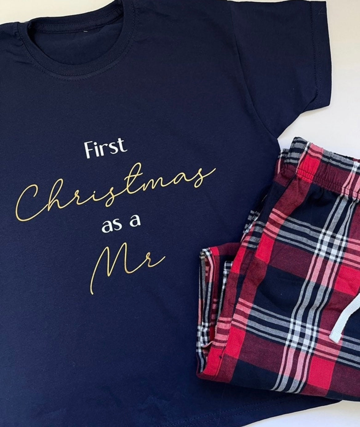 First Christmas as Mr Mrs Tartan Pyjamas