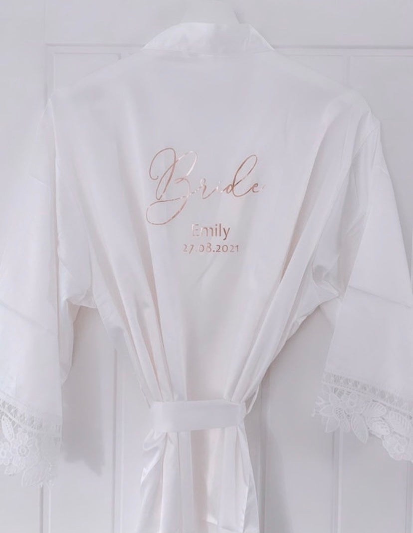 Personalised Satin Lace Script Robe