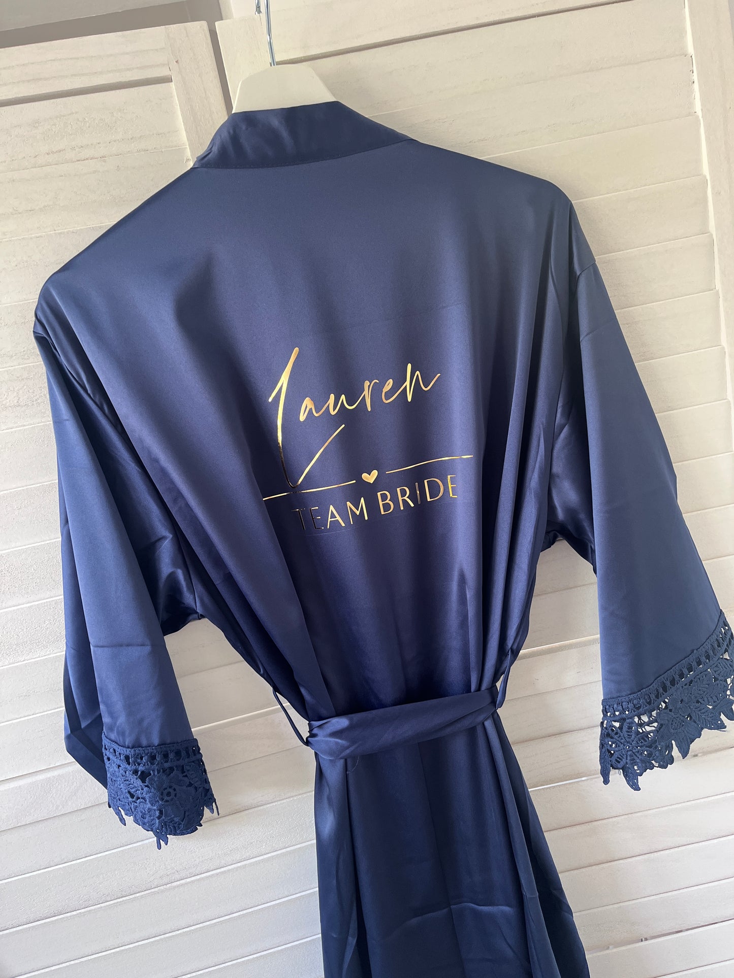 Amber Personalised Satin Lace Edge Robe