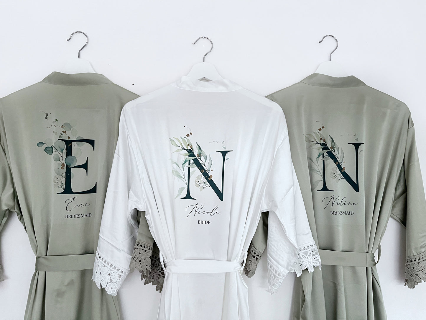 Eucalyptus Floral Initial Personalised Bridesmaid Robe