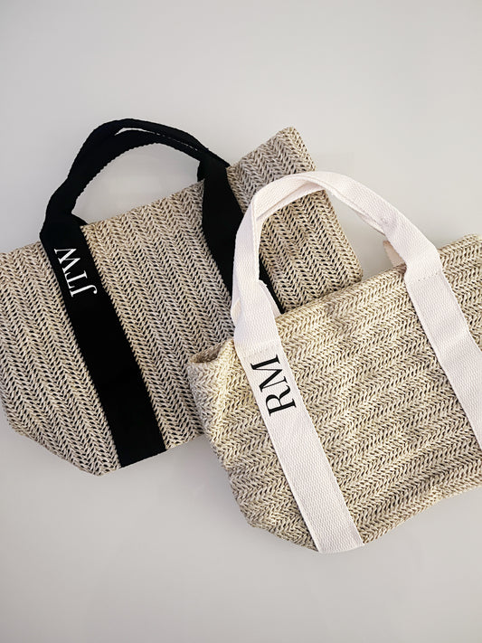Personalised Straw Mini Beach Tote Bag