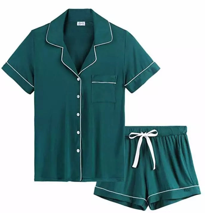 Dark Green Super Soft Short Pyjama Set