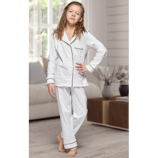 Children s White Long Cotton Pyjama Set Graced With Love