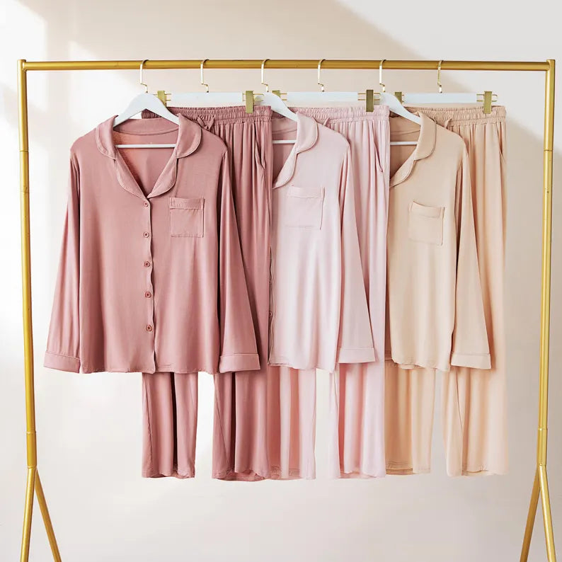 Long Champagne Super Soft Personalised Modal Pyjama Set