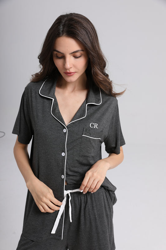 Charcoal Grey Super Soft Short Pyjama Set