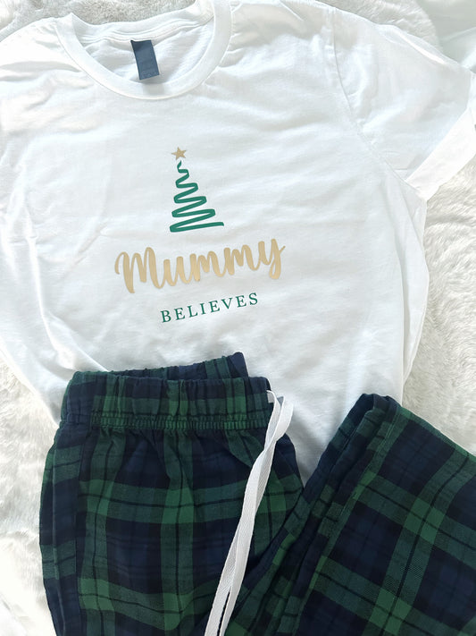 Green Tartan Matching Christmas Believes Pyjamas