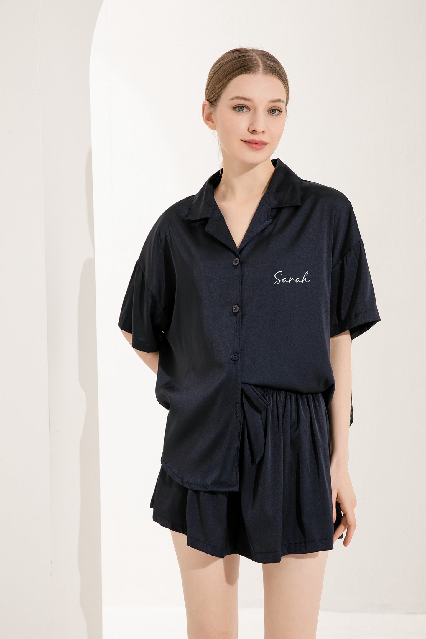 Navy blue oversized short sleeve with shorts pyjamas