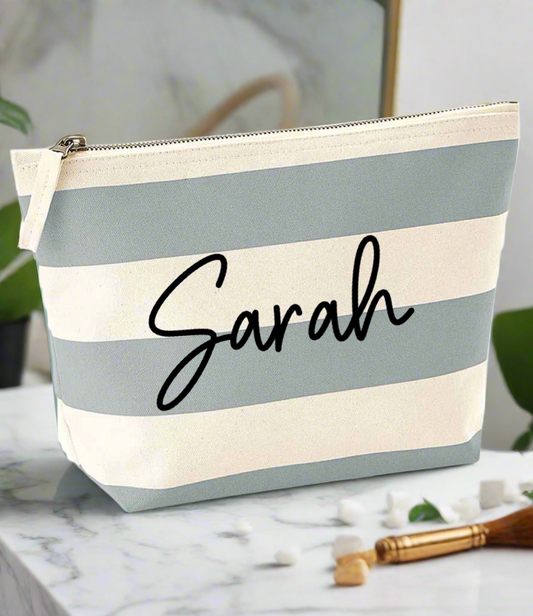 Personalised Striped Accessory Bag