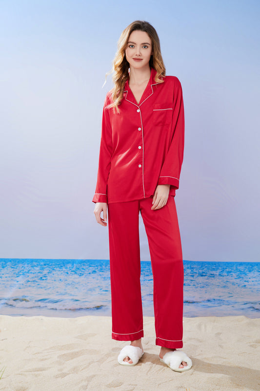Long Red Satin Personalised Pyjamas