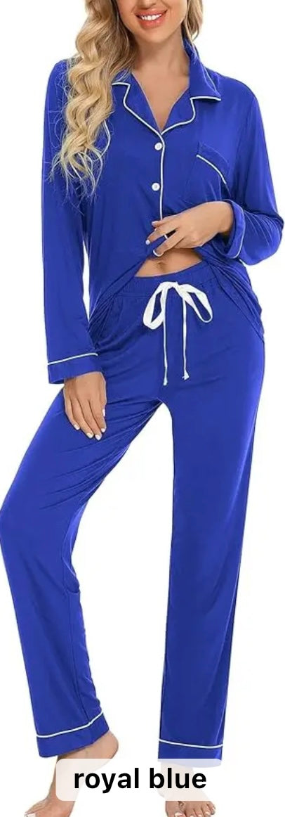 Royal Blue Personalised Super Soft Long Pyjama Set