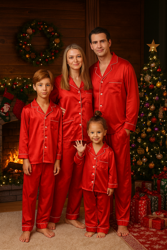 Long Red Satin Personalised Pyjamas